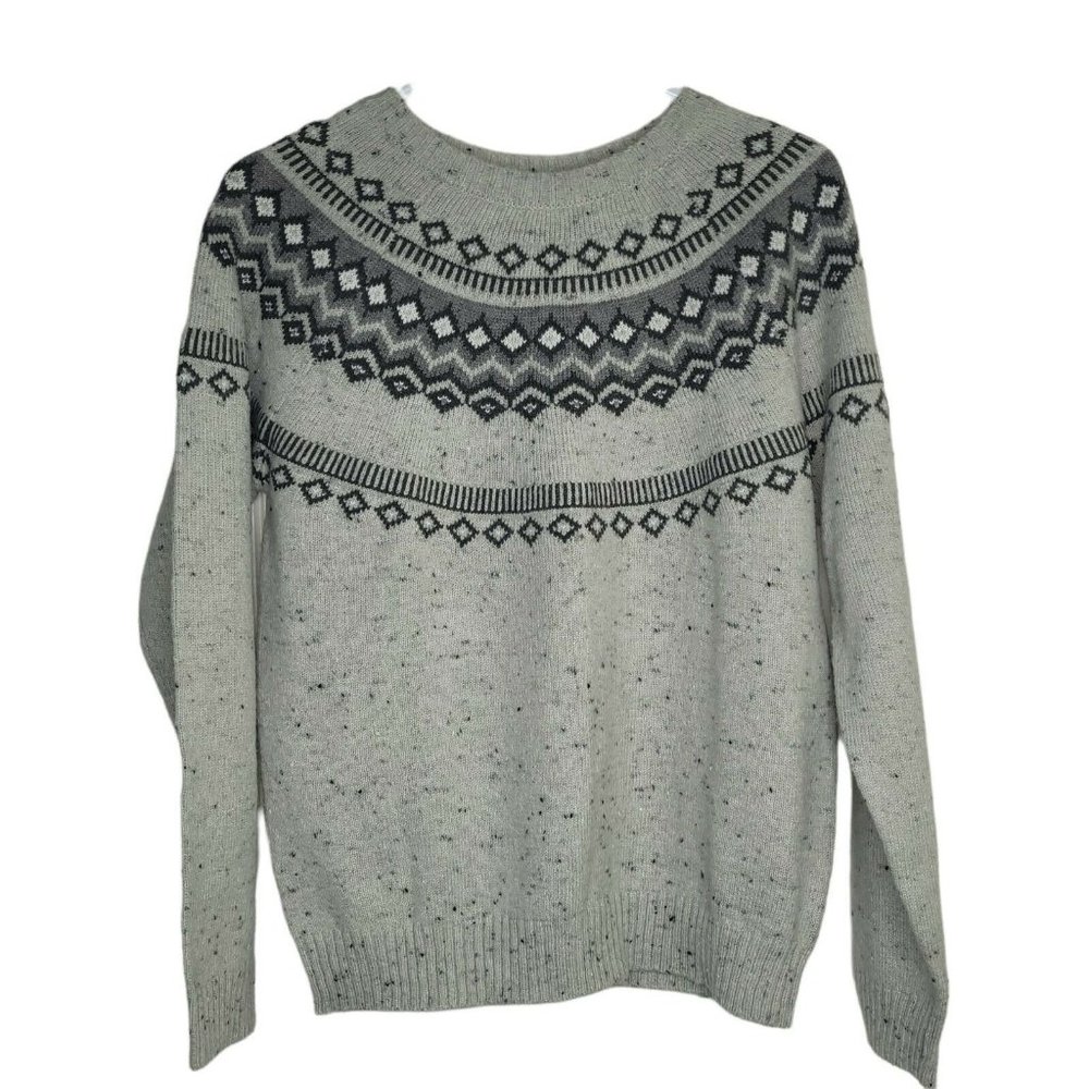 Weatherproof Vintage Ladies' Fairisle Sweater Light Grey Size Medium